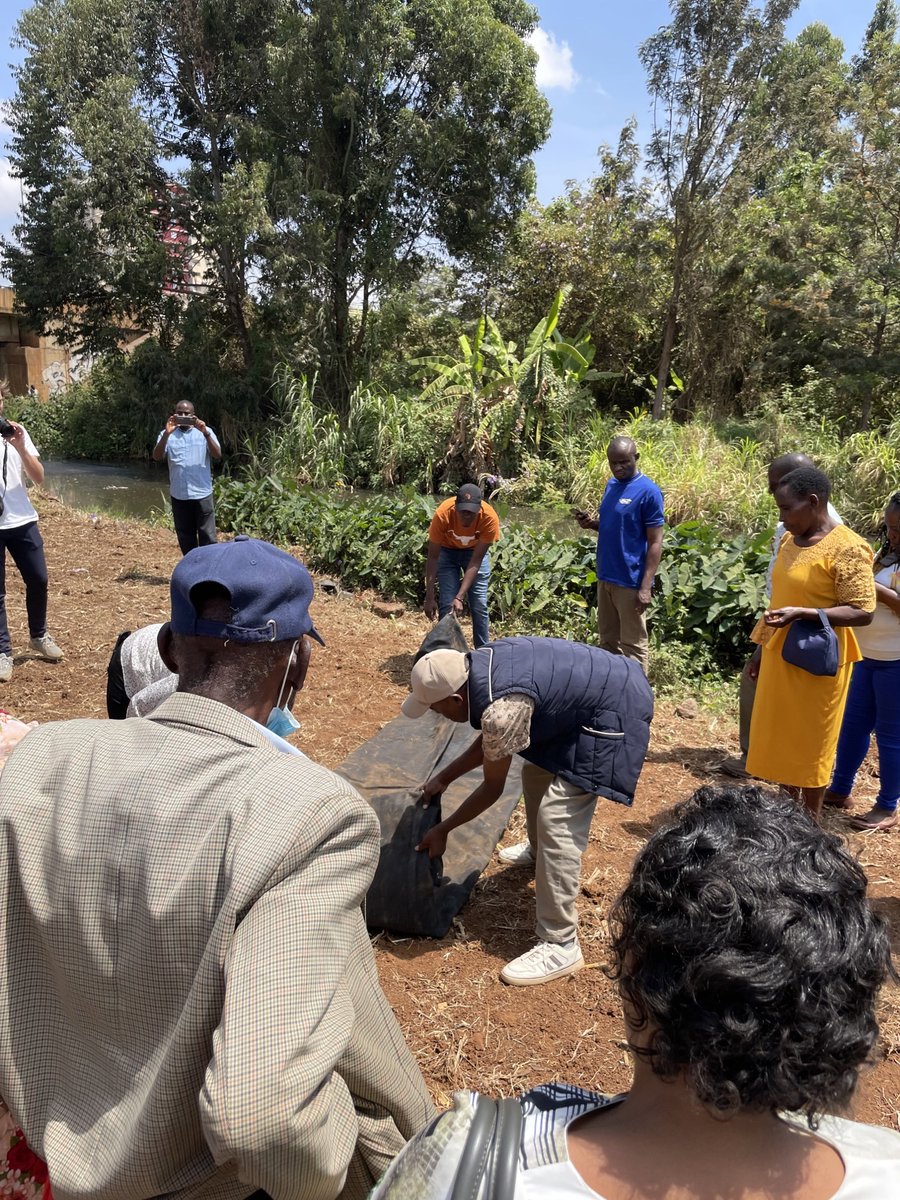 NLinKenya's tweet photo. Last Friday, our colleagues visited @Ruirutown for a demonstration on the #SLAMDAM and Flood Intelligence Service (FIS) tool. The temporary dam is deployable in case of high water, fire or ecological disasters. 
This demonstration is part of a Project by students of 
@tudelft. https://t.co/r00FBauOW6