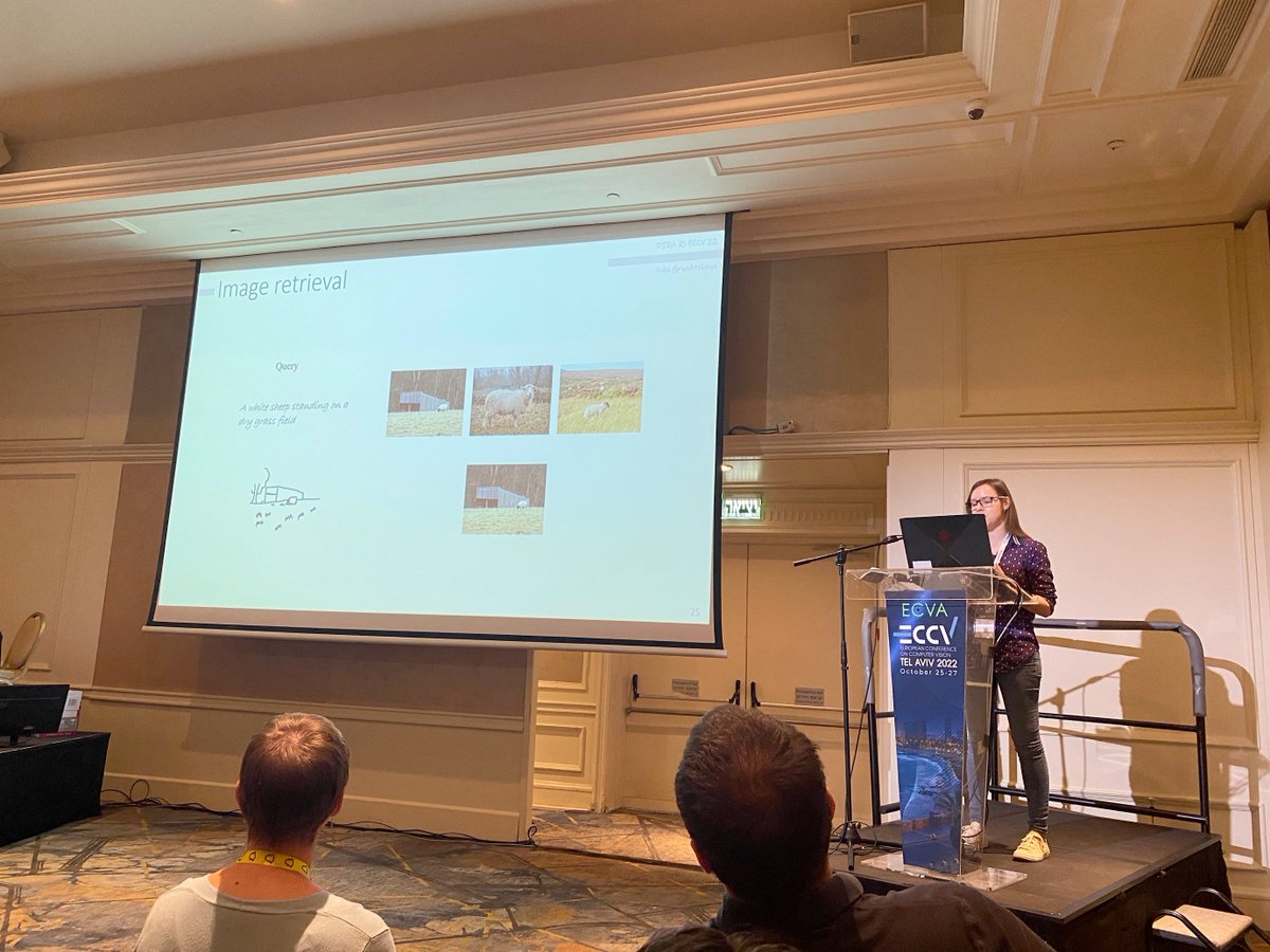 shawnmjones's tweet photo. @ygryaditskaya #DIRA2022 #ECCV2022 @ygryaditskaya talks about how humans sketch and compares their results to machines attempting to sketch. Text descriptions can help for image retrieval, but sketches give us a better idea of the user's information need. https://t.co/VTbFttTvEq