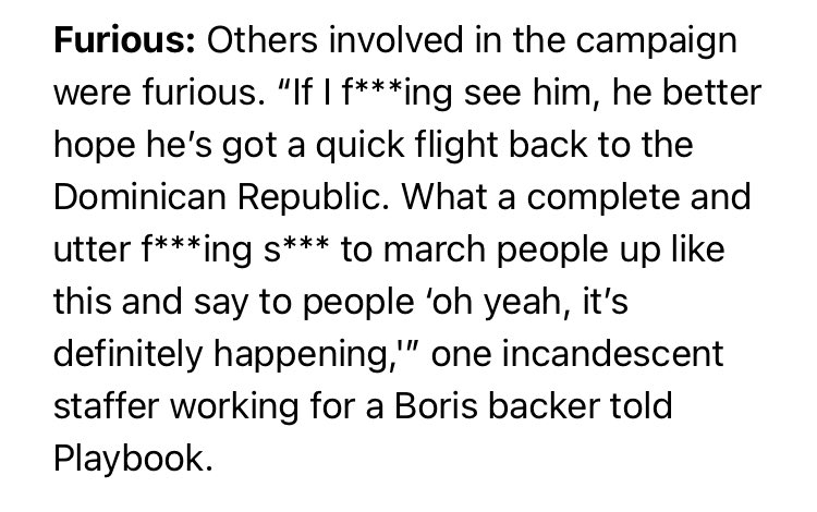 😳 Strong words from a Boris supporter’s staffer in @politico London Playbook this morning