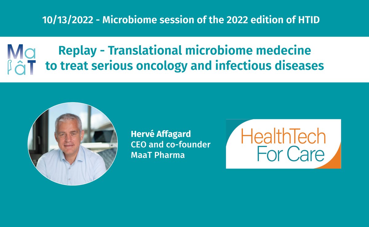 🔔The #microbiome session of the 2022 edition of HTID is available on replay👉youtube.com/watch?v=SBcZ8E… Industry leaders including our CEO Hervé Affagard & world-renowned specialists discussed how the gut microbiota is becoming a cornerstone in treating serious diseases & cancer.