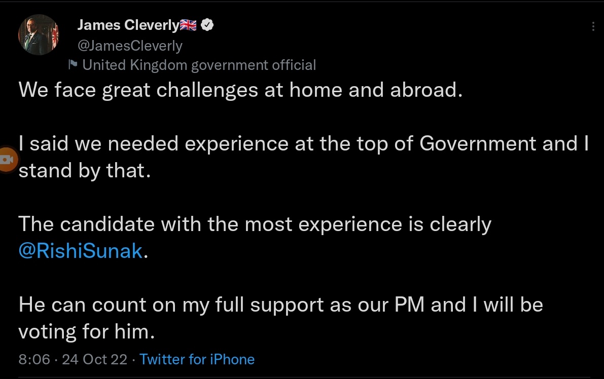 Haggis_UK's tweet photo. James Cleverly less than a day apart. 🤣 https://t.co/6Ya5UF3Jjt