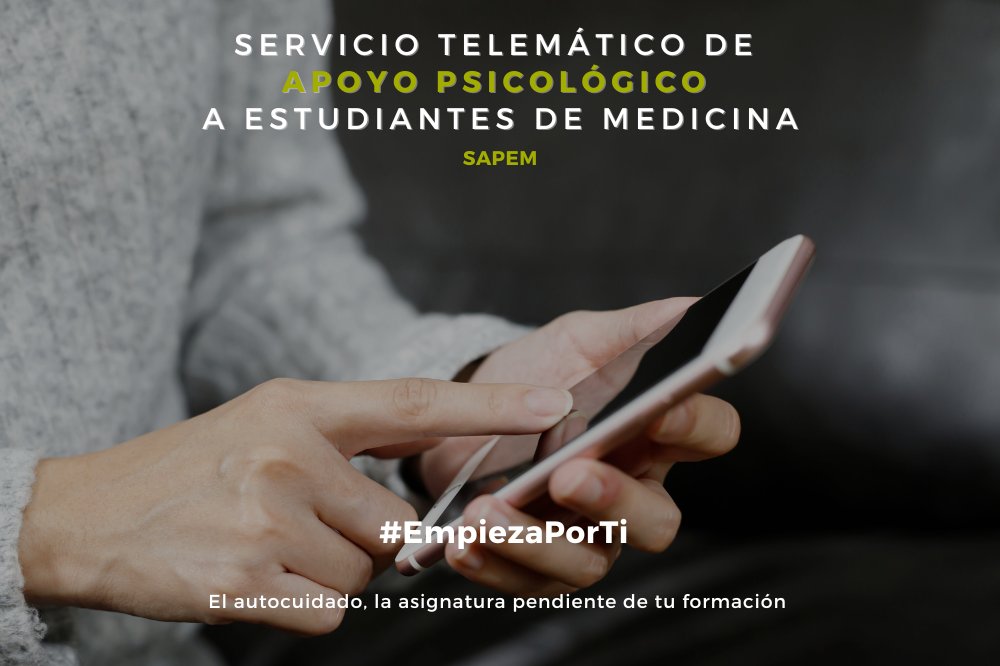 Presentación del Servicio Telemático de Apoyo Psicológico a Estudiantes Medicina #SAPEM 🎙️Rueda de prensa 🗓️Mañana, 26 de octubre 🕦11:30 horas 📍Sede CGCOM #EmpiezaPorTi @MutualMedica @ceem_medicina @FundacioGalatea medicosypacientes.com/articulo/prese…