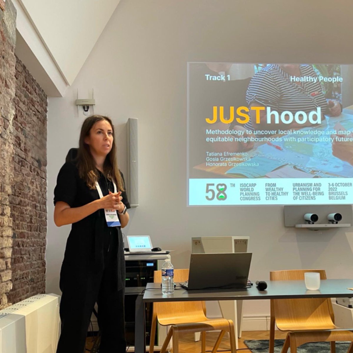 Justhood_net's tweet photo. It was a great pleasure to take part in and present the JUSThood project at the 58th ISOCARP World Planning Congress “From Wealthy to Healthy Cities” in Brussels. #Inclusive design is key to our future livable urban places. #wpc58 #isocarp #healthycities #justhood #urbandesign https://t.co/Ffxmy6Pd12