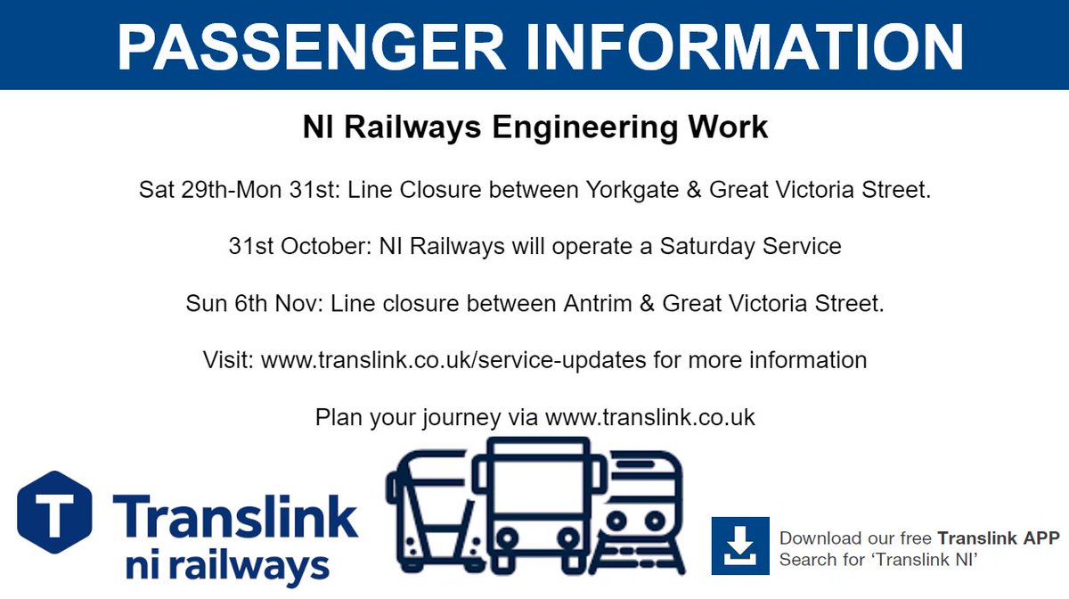 Translink on Twitter " TRAIN NI Railways engineering work between
