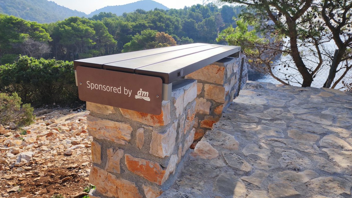 include_ltd's tweet photo. The #Telascica Nature Park is famous for its landscape, steep cliffs, and dense pine forests. As a part of the '{TOGETHER} for green ideas' project, they installed two #Steora wall-top mount benches above Mir Park bay, making this area more appealing for all visitors. https://t.co/px74WcZLZo