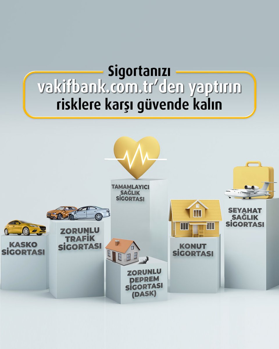 Evden araca, seyahatten sevdiklerinizin sağlığına kadar, değer verdiğiniz her şey için avantajlı sigorta ürünleri VakıfBank'ta. Hemen vakifbank.com.tr'ye girin, müşterimiz olmasanız bile size uygun sigorta tekliflerini görüntüleyin. #DaimaSeninle #dijitalkolaylaştırır