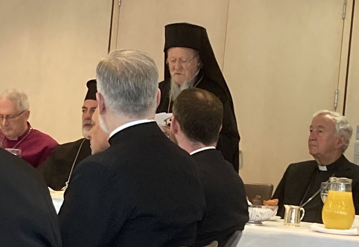“We cannot have two ways of looking at the world. One religious &amp; one secular. If we follow God then we must also care for each other &amp; the world.” His All Holiness the Oecumenical Patriarch speaks today at a breakfast with London Church Leaders.