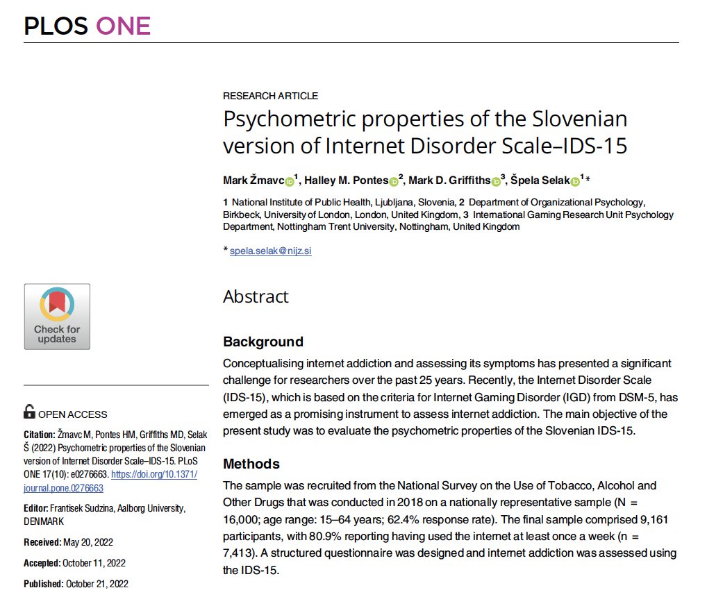 Mark Griffiths (@drmarkgriffiths) on Twitter photo Our latest psychometric paper on problematic internet use has just been published in 'PloS One'. Free download at: bit.ly/3TtlTHr <a href="/PsychologyNTU/">NTU Psychology</a> <a href="/NTUNews/">NTU Press Office</a> <a href="/BPSCyberPsych/">BPS Cyberpsychology</a> <a href="/ntu_research/">NTU Research</a> <a href="/NTUSocSciences/">NTU School of Social Sciences</a> <a href="/DrHalleyPontes/">Halley Pontes</a> Our latest psychometric paper on problematic internet use has just been published in 'PloS One'. Free download at: bit.ly/3TtlTHr <a href="/PsychologyNTU/">NTU Psychology</a> <a href="/NTUNews/">NTU Press Office</a> <a href="/BPSCyberPsych/">BPS Cyberpsychology</a> <a href="/ntu_research/">NTU Research</a> <a href="/NTUSocSciences/">NTU School of Social Sciences</a> <a href="/DrHalleyPontes/">Halley Pontes</a>