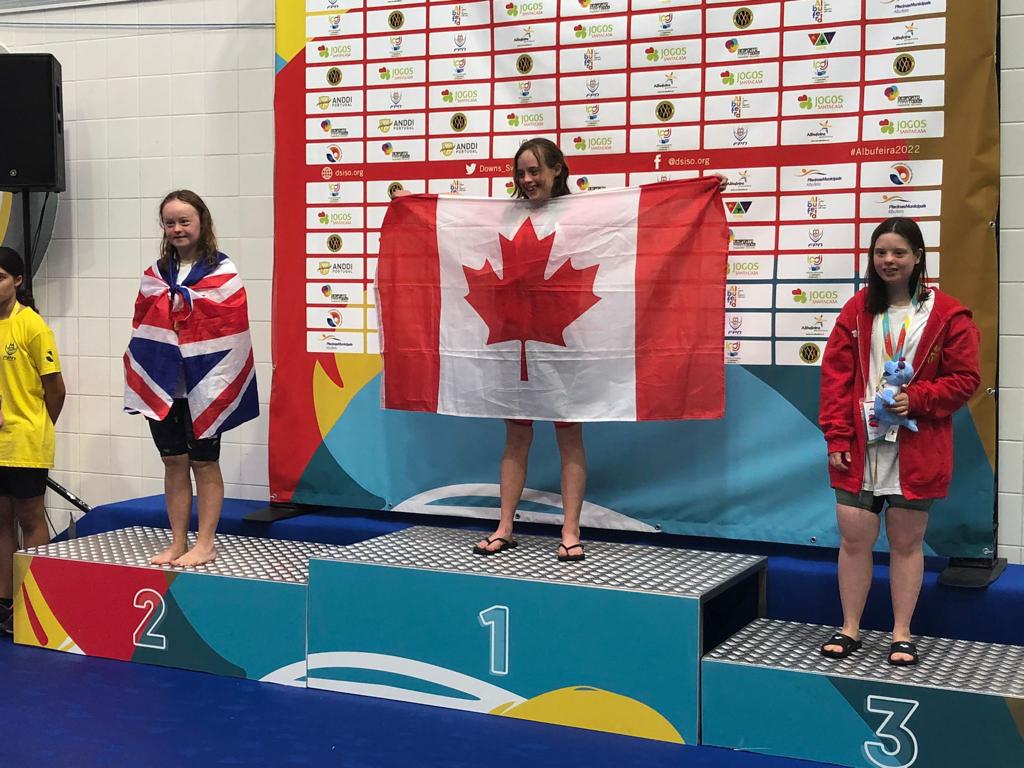 ArkPutney's tweet photo. #Alumni alert! Amalia Freeland collecting all the medals including Gold for Team GB in the world down's championships held in Portugal. Here she is winning silver in one heat. You go girl! #TeamGB #swimming #DownSyndrome #smashingit https://t.co/9qeem1TyjG