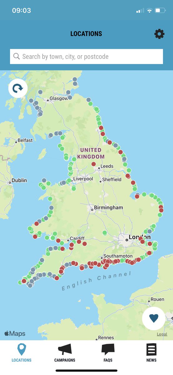 Welcome to modern Britian on a Monday morning. Red dots is where sewage dumping has been taking places over the weekend, grey dots is where the water company has stopped supplying the data. Why have you done that @SouthWestWater?