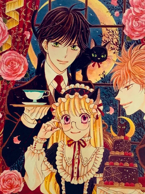 ミニ色紙45枚め。「黒猫怪奇クラブ」の陽向くんです。ハロウィンまでにお届けしたいと思います。コミックス全2巻は各電子書店で販売中。ハロウィンの季節に怪談漫画はいかがですか? 