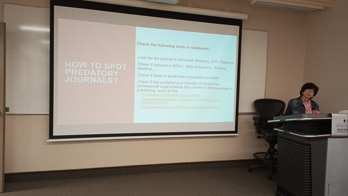 Identifying predatory journals with Nabila at today's session on OA publishing. #OAWeek #OAWeek22