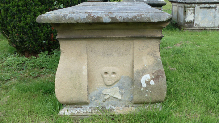 #31daysofgraves No. 24 Mistake St Agatha's churchyard, Easby, North Yorkshire. Surely it was a grave mistake to employ this stonemason? 🤔 This #mementomori skull lacks the skillful rendition found on other gravestones and tombs in the same churchyard. ☠️ #mementomorimonday