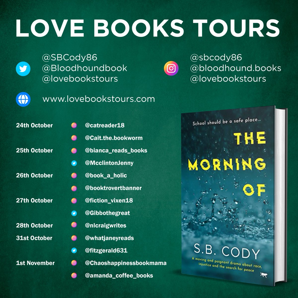 Today is the start of "The Morning Of" blog tour by <a href="/SBCody86/">S.B. Cody</a>. "Such a current and thought-provoking story; it's scary!!" <a href="/Bloodhoundbook/">Bloodhound Books</a> <a href="/Lovebookstours/">Love Books Tours</a>