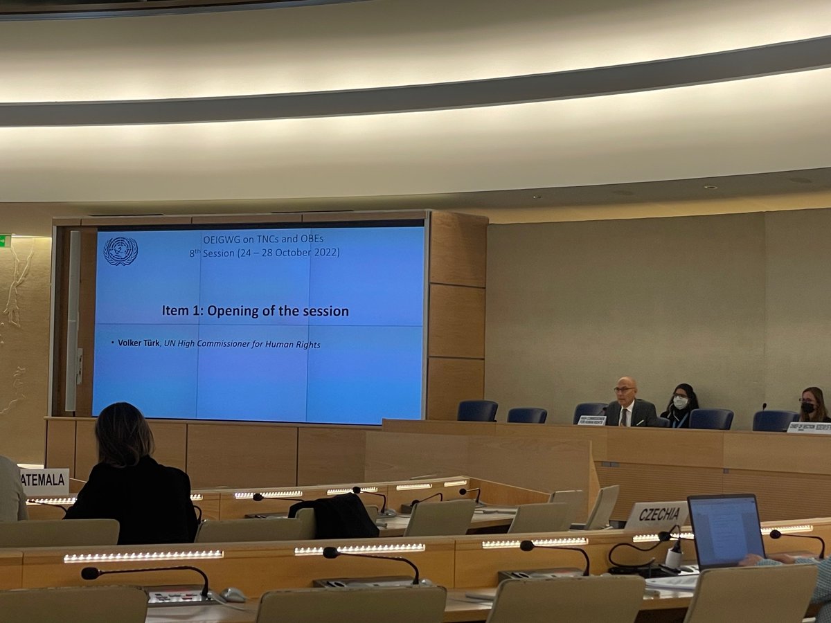 This week the 8th round of negotiations of the #bizhumanrights treaty. Happy to see @volker_turk setting the tone of this round! 🧵