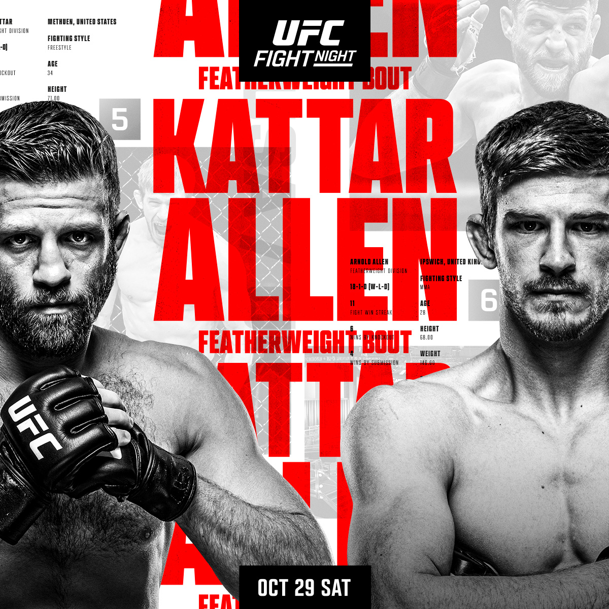 This Saturday we've got a HUGE main event!! 🇺🇸 @CalvinKattar vs @Arnoldbfa 🏴󠁧󠁢󠁥󠁮󠁧󠁿 at #UFCVegas63!