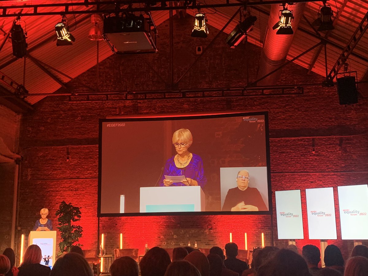 HallikiVoolma's tweet photo. Gender equality is part of the solution to crises, it does not swell crises. @CarlienScheele opening #EGEF2022 in Brussels this morning. Great to see so many colleagues from across the EU in person again! @eige_eu @EU_Commission https://t.co/ekvOgEdpy2