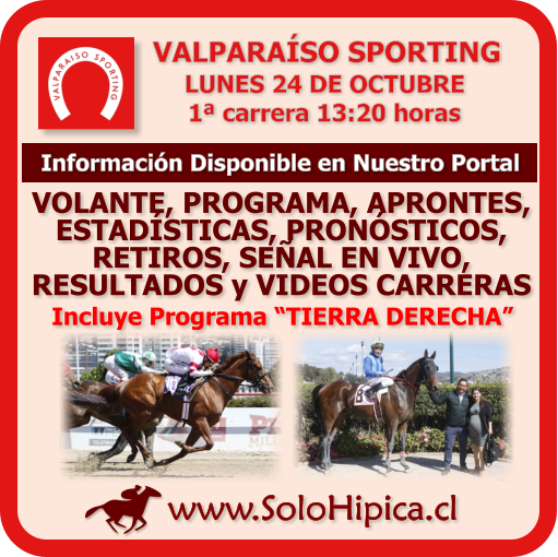 solohipica's tweet photo. VALPARAÍSO SPORTING (Lunes 24-Octubre, 15:20 horas) Disponibles Programa PDF Tierra Derecha, Aprontes Controlados. Retiros FS https://t.co/y8vPc0LPwK #solohipica #ValparaísoSporting #ProgramaPDFTierraDerecha #AprontesFS #RetirosFS #Hípica #CarrerasDeCaballos #Turf https://t.co/H1M4xlWSWy