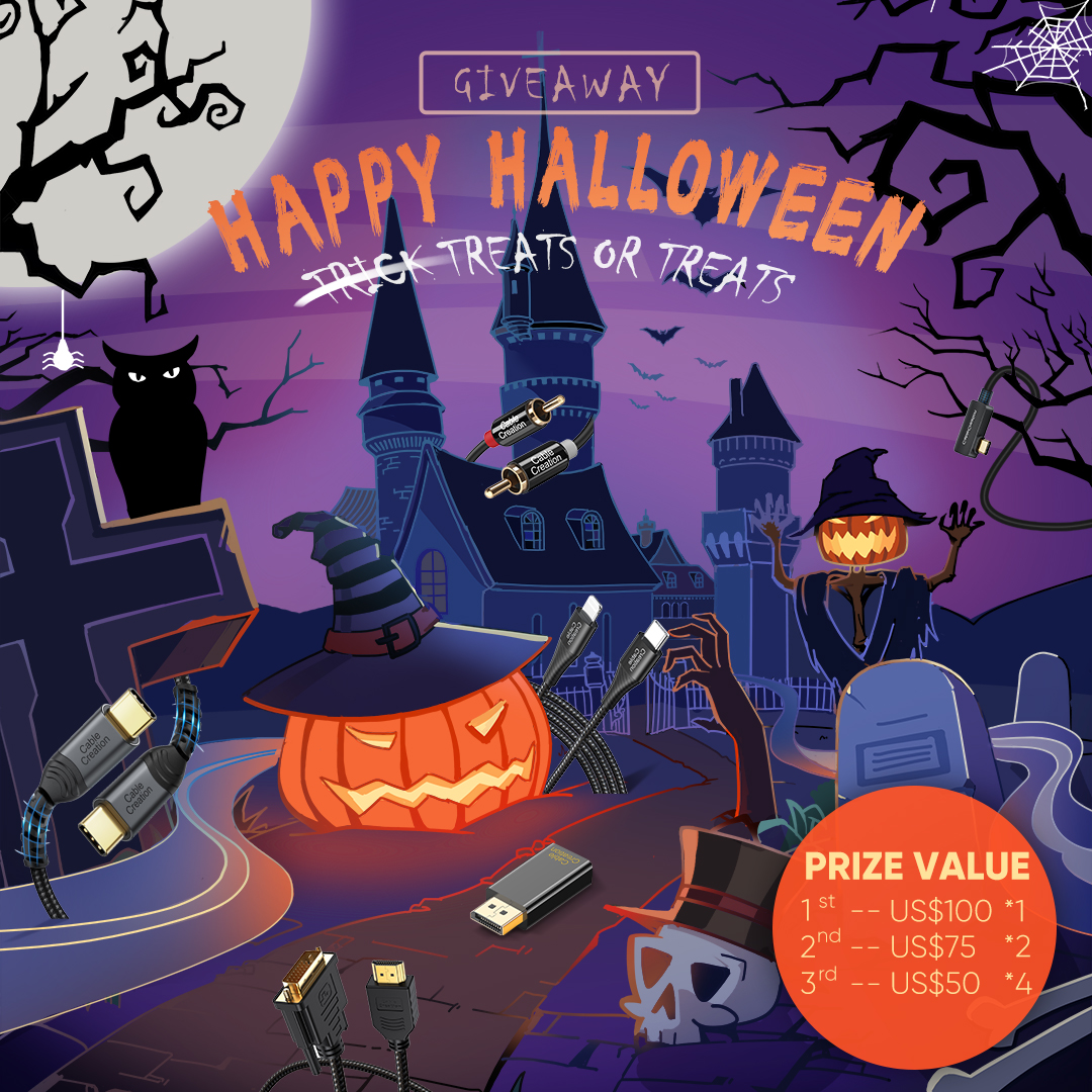 CableCreation's tweet photo. 🎃#Halloweengiveaway is here.
🧙Plan to watch Halloween movies, listen to music, or play Halloween VR games? 🙌Feel the beat and image with #CableCreation audio, video, gaming gadgets this #Halloween.
😻US/CA/UK/IN available, total 7 winners per country.
#halloweencountdown https://t.co/qu60s7Vtfl