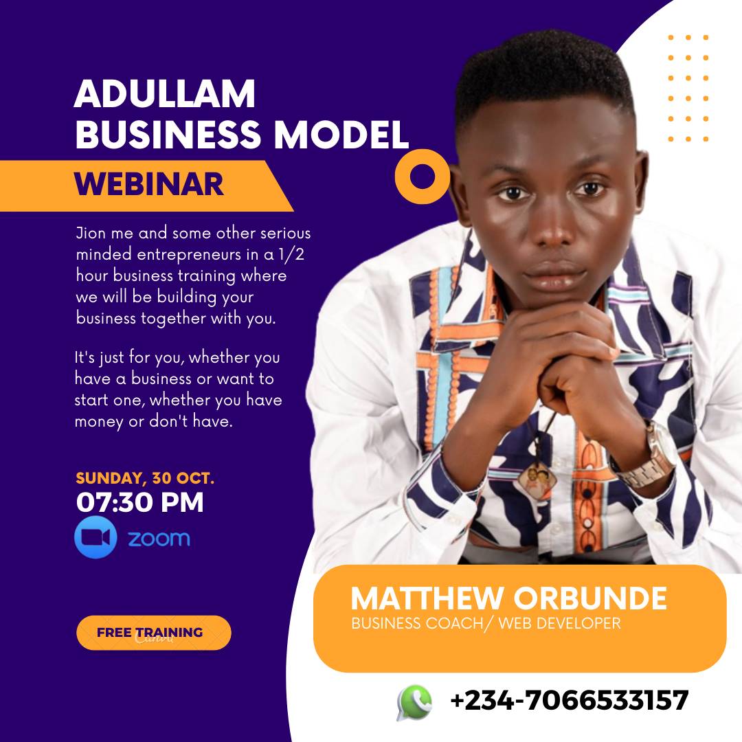 MatthewOrbunde2's tweet photo. In this training "ADULLAM BUSINESS MODEL" I will be teaching us on the core principles of wealth creation and if I must hint you, you gonno learn how to start any type of business at all just where you are.
SEE YOU INSIDE!
👇👇👇👇
https://t.co/CiY8CMHhbx https://t.co/3OccIhyf3C