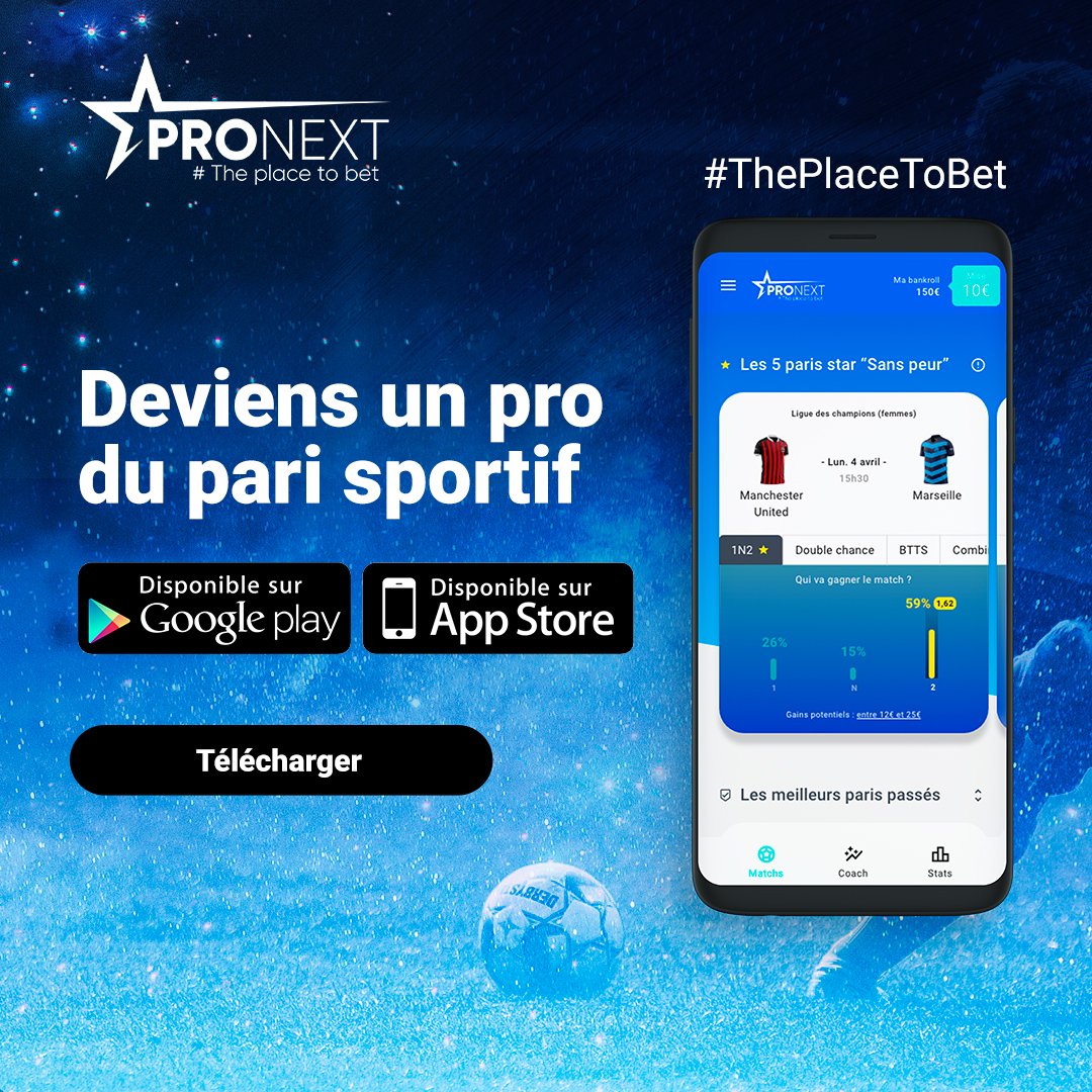 PronextApp's tweet photo. Tu en rêvais ?! On l'a fait !🔥On t’aide à faire les bons choix dans tes paris et enfin être rentable ! ⚽
#ThePlaceToBet #Pronextapp #TeamParieur https://t.co/K98Scf9Ymn