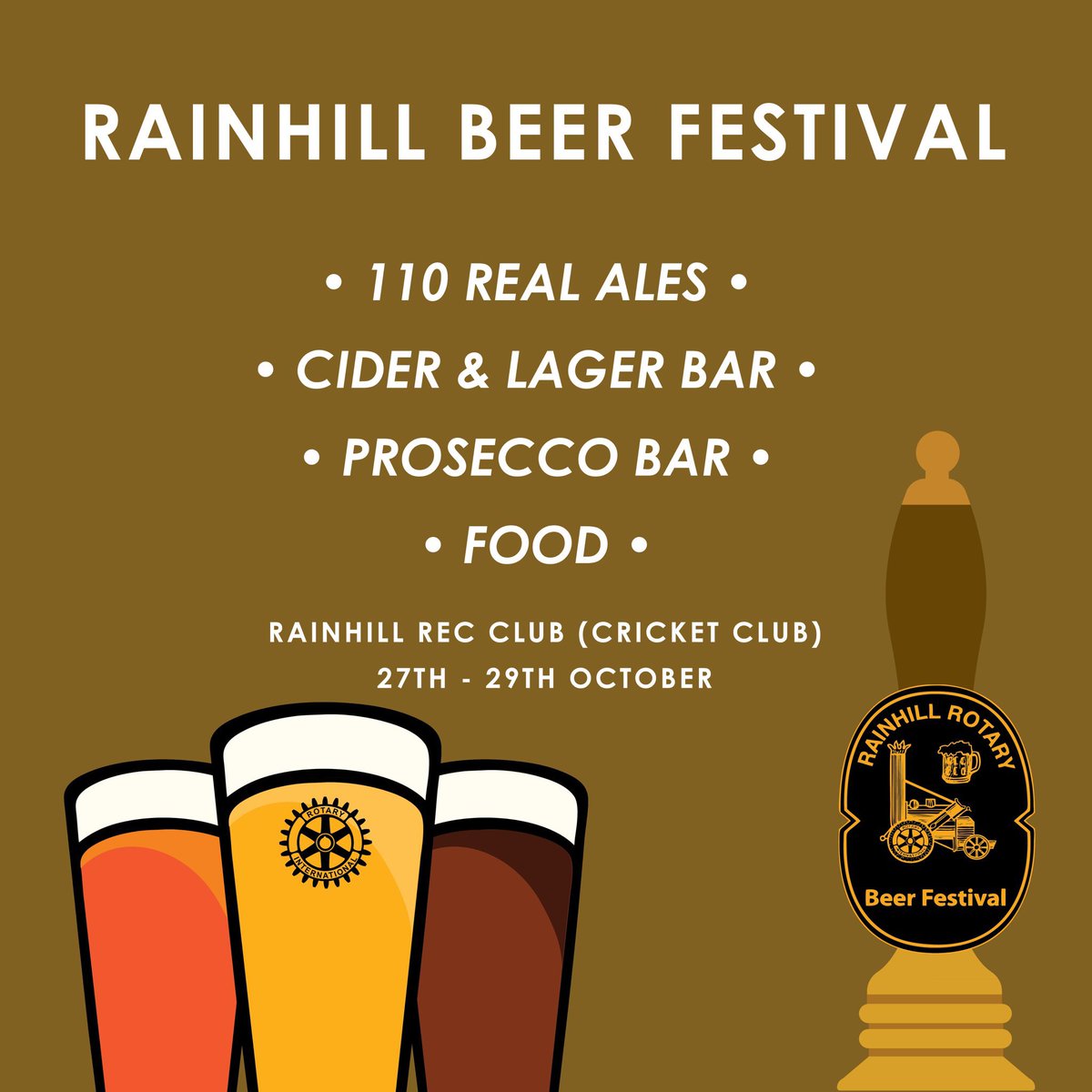 🍺 Rainhill Beer Festival

🗓️ Thursday 27th to Saturday 29th Oct

🕰️ Thursday 7-11pm
🕰️ Friday 7-11pm
🕰️ Saturday 1-11pm

📍 Rainhill Recreation Club L35 0LH

🎟️ Available now - rainhillbeerfest.org