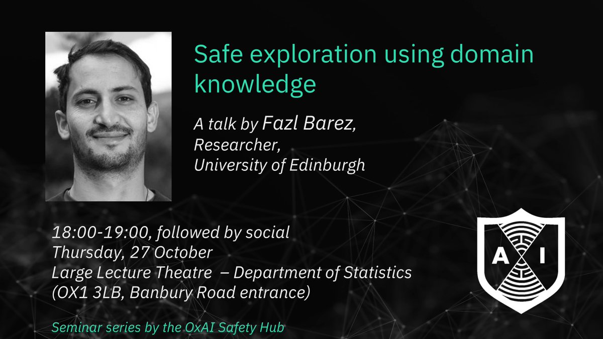 This Thursday, @FazlBarez will be discussing safe exploration using domain knowledge - don't miss it! fb.me/e/1Wci6zBYN