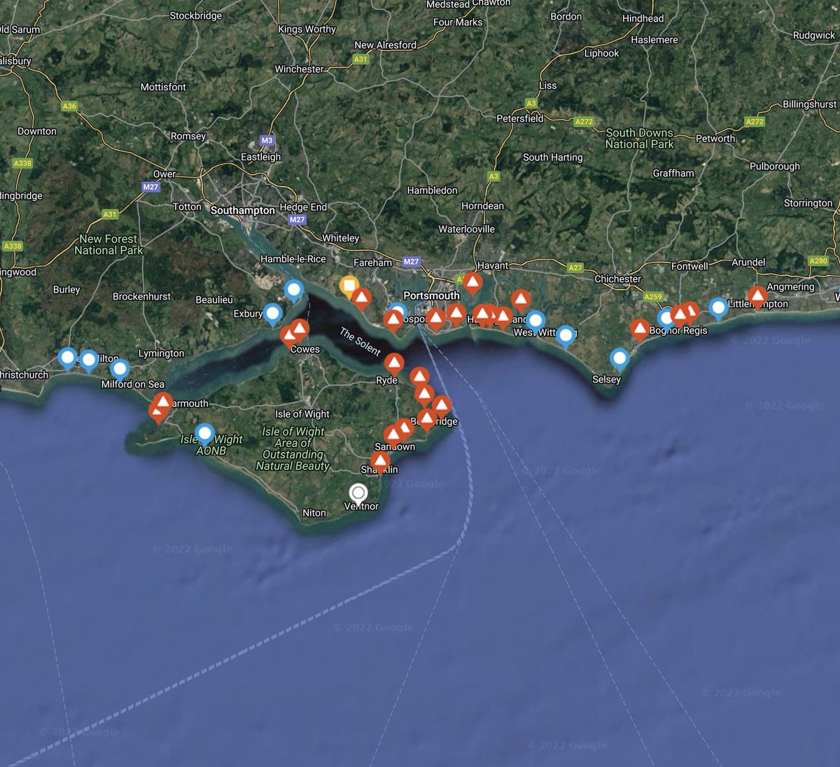 Does <a href="/SouthernWater/">Southern Water</a> actually own and or operate a sewage works around Portsmouth and the Isle of Wight?

Most of it seems to get just dumped into the sea.
