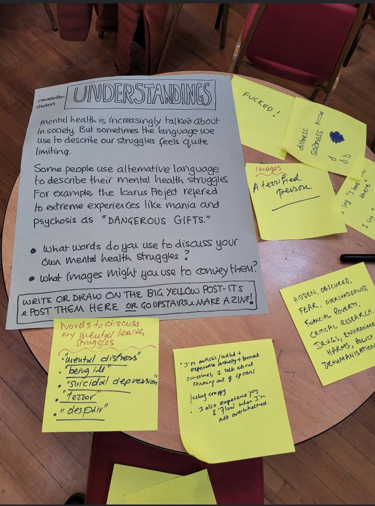 LancasterCVS's tweet photo. Really great to be involved in the Reimagining Mental Health event at @gregsoncentre. A really positive & safe space with lots of discussions about non medical models to support mental health & wellbeing across our communities.Thank you @mhhehub
#reimaginingmh #Community
#zines https://t.co/VTolde5Vwx
