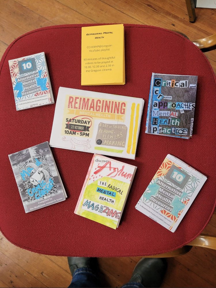 LancasterCVS's tweet photo. Really great to be involved in the Reimagining Mental Health event at @gregsoncentre. A really positive & safe space with lots of discussions about non medical models to support mental health & wellbeing across our communities.Thank you @mhhehub
#reimaginingmh #Community
#zines https://t.co/VTolde5Vwx