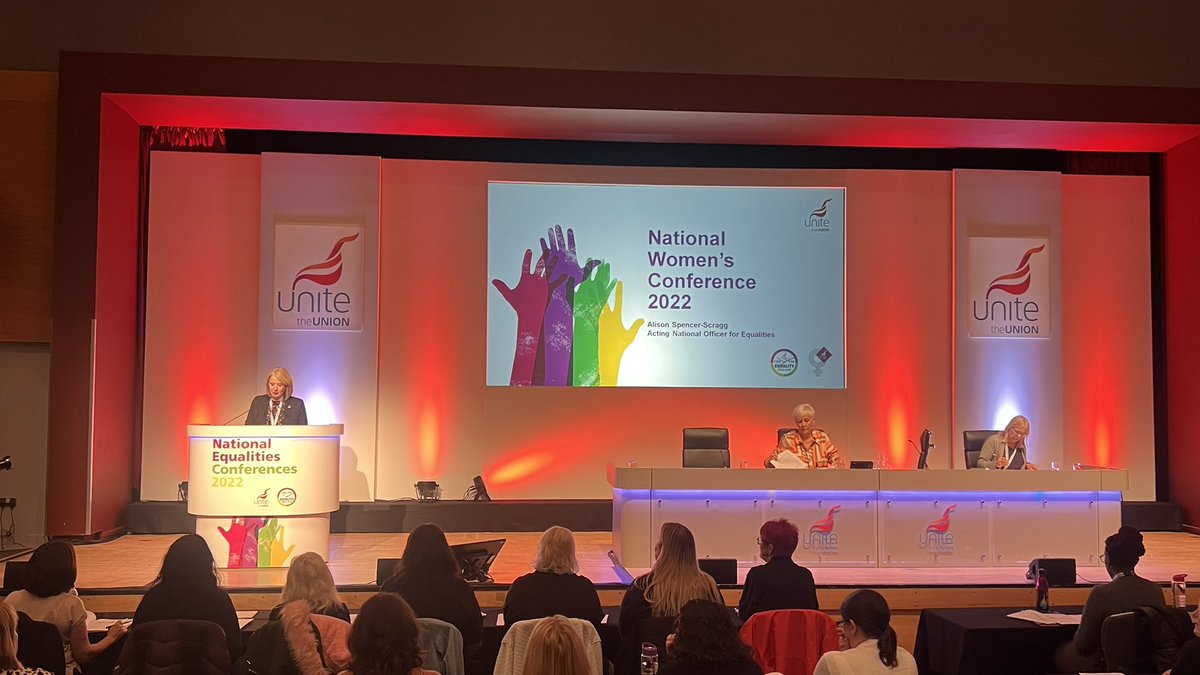 UniteEqualities's tweet photo. Powerful opening remarks from our National Women’s Officer @Alison_Unite
Giving thanks to our members and Unite equality team for everything they do to keep equality firmly on the agenda across our regions and nations #Equality #UniteWomen https://t.co/IpNI7mrpBt