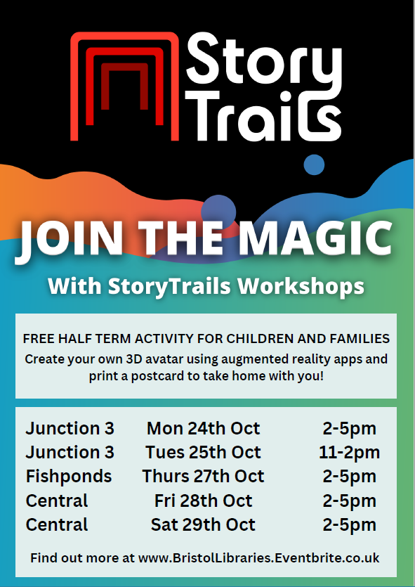 BristolLibrary's tweet photo. πππ #Free #StoryTrails at #Junction3 #Fishponds and #Bristol Central libraries in half term. Details below π @BristolCouncil https://t.co/NFzAIhNw7B