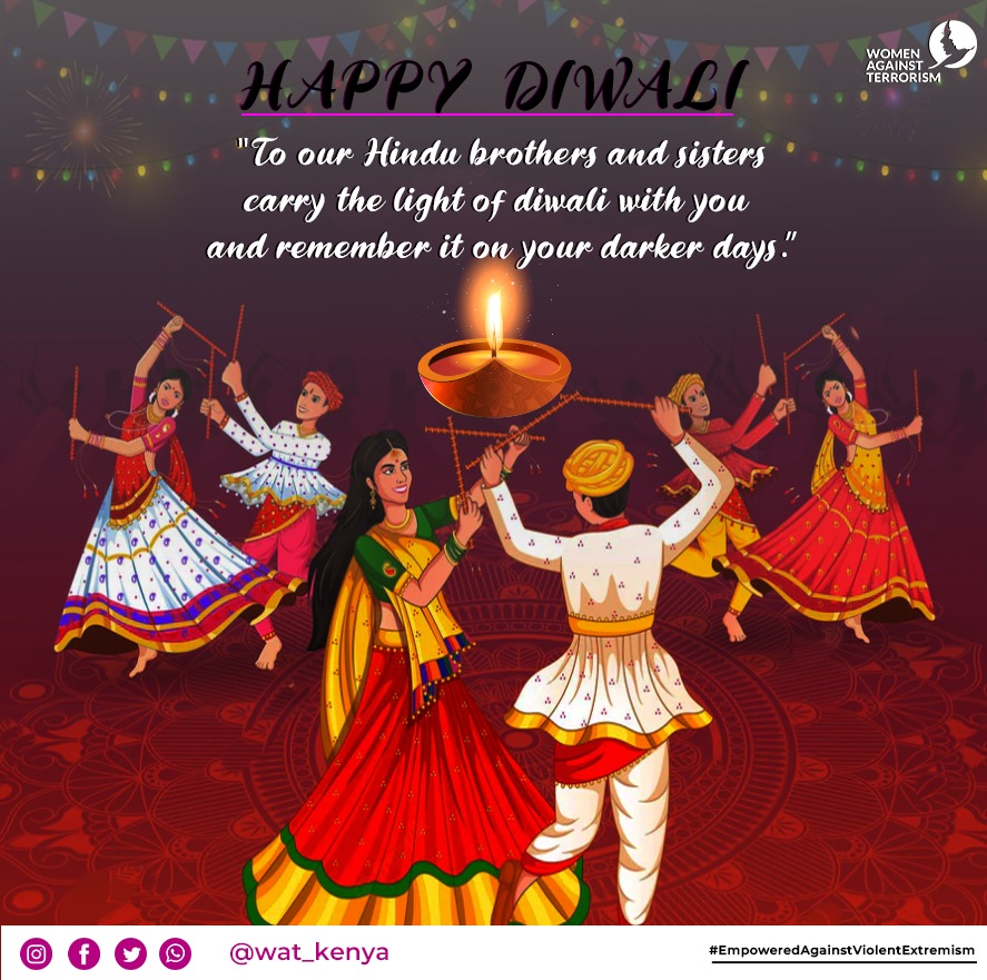 WAT_Kenya's tweet photo. While insurgent groups like #Alshabab might try to dim the light of hope, today we celebrate Diwali with our Hindu communities &amp; continue to carry the light of peaceful coexistence as One People under One God. #HappyDiwali 
#EACC  #murife
 @NCTC_Kenya @unwomenkenya @SKEmbKenya https://t.co/6pkjL5SfG2