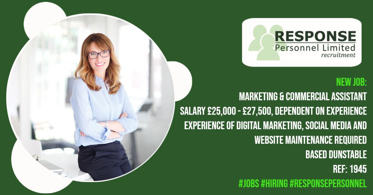 ResponseJobs's tweet photo. New Job:
3-Month Temp to Perm
Marketing & Commercial Assistant
Salary Β£25,000 - Β£27,500, dependent on experience
Experience of digital marketing, social media and website maintenance required
Based Dunstable
Ref: 1945
#jobs #hiring #responsepersonnel https://t.co/kPX1OjtHs1