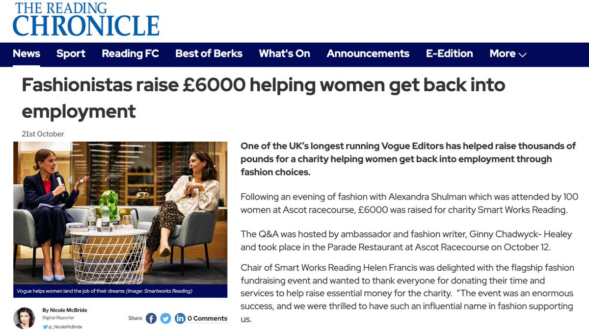 _GossipGirlPR's tweet photo. Thanks for the coverage @_NicoleMcBride of the recent @SmartWorksRDG fashion event which raised £6000!  

https://t.co/HjMxkwcdZ5

#smartworks https://t.co/1Fg69V5yn5