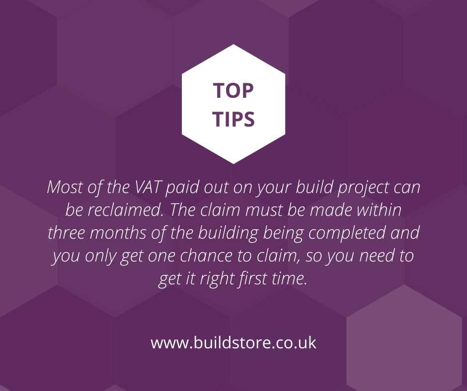 BuildStore's tweet image. Have a look at this top tip when it comes to VAT reclaim on your build project.  

#selfbuild #selfbuildproject #VAT #vatreclaim #selfbuilduk