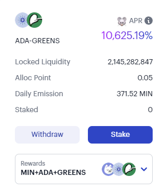 $Greens Triple Farm with <a href="/MinswapDEX/">Minswap Labs</a>  is officially live! 

app.minswap.org/farm