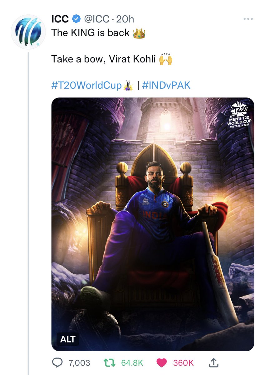 Ashesquee's tweet photo. Most liked tweet of India 
Most liked tweet by any cricket handle
Most liked tweet by any TFI artist
Most liked tweet of Sachin tendulkar 

#ViratKohli . @imVkohli 🐐 https://t.co/6fwFZOLNFa