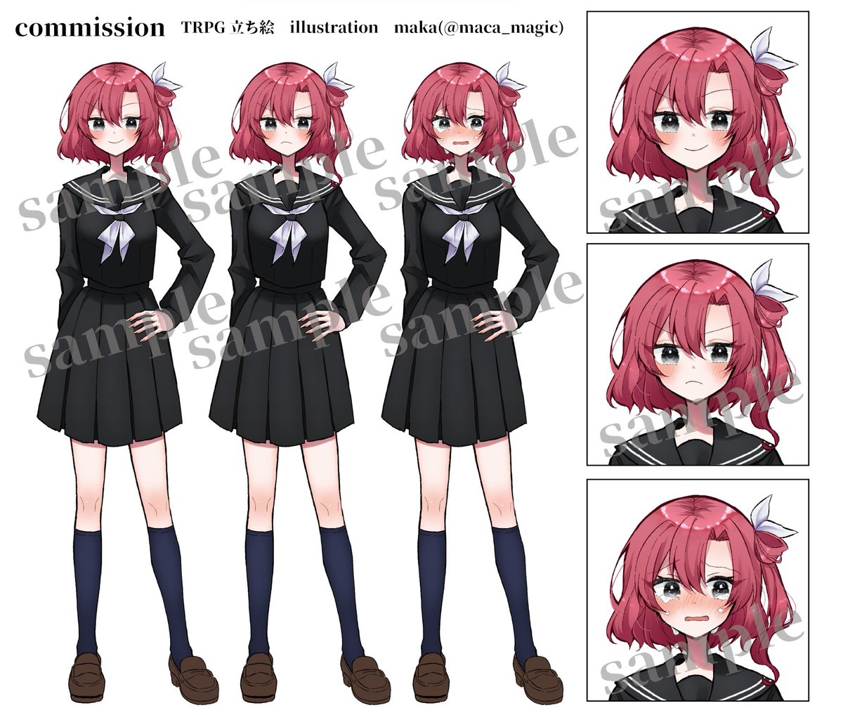 1girl school uniform skirt red hair serafuku socks blush  illustration images
