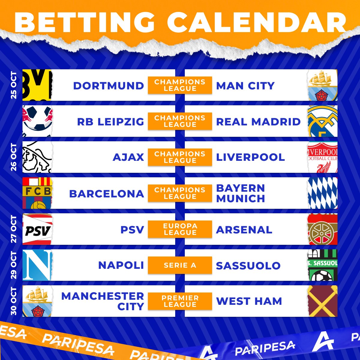 🤺 Some of the UCL matches seem to be very personal! 🍀 Obviously, this week is full of chances. 🤝 But don’t forget to bet wisely anyway! #ChampionsLeague #PremierLeague #SerieA