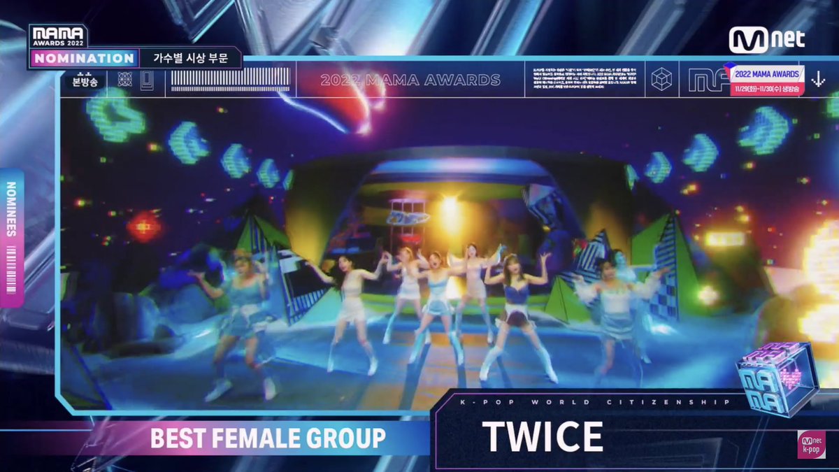 🚨 @JYPETWICE is nominated for 'Best Female Group' at #2022MAMA 🗳 Voting will start TODAY at 7 PM KST!