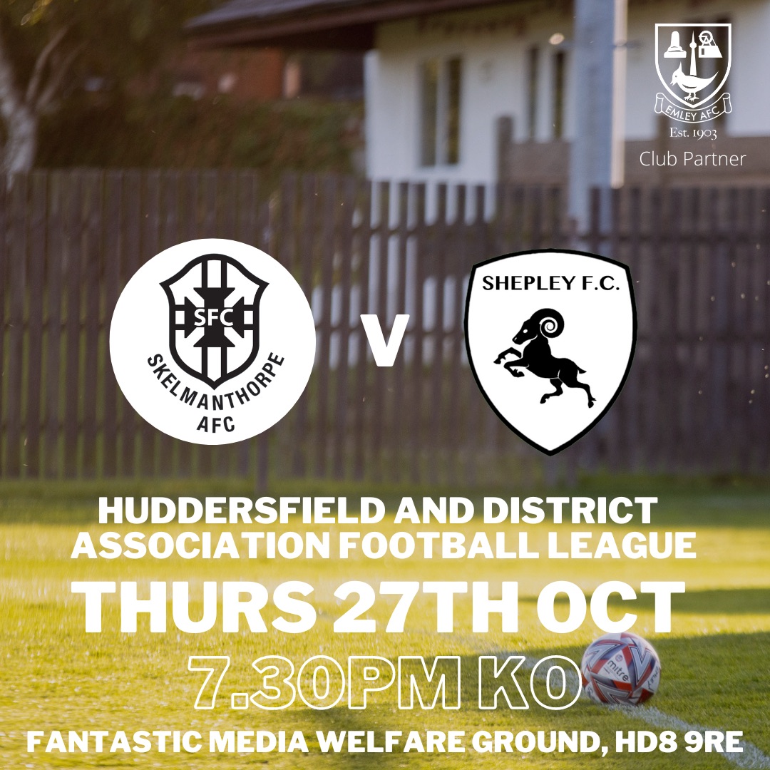 Some extra FREE football at the Fantastic Media Welfare Ground this Thursday.

The <a href="/hdafl/">HDAFL (Huddersfield & District Association FL)</a> HD8 derby between #emleypartners @FCSkelmanthorpe and <a href="/ShepleyFootball/">Shepley Football Club</a> 

emleyafc.co.uk/news/emley-afc…