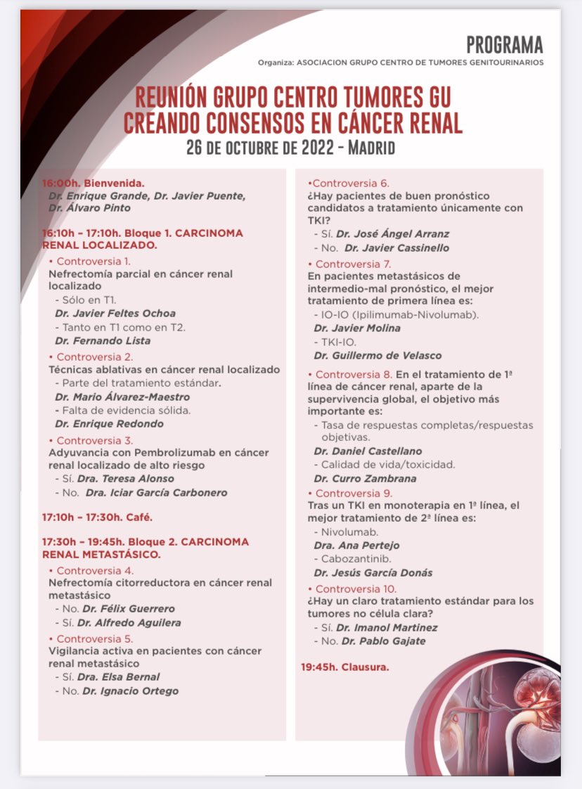 dralvaropinto's tweet photo. Este miércoles 26 a partir de las 16:00h te esperamos en el Eurobuilding para nuestra reunión “Creando Consensos en Cáncer Renal”. Un formato ágil y novedoso, en el que tu opinión cuenta. ¡Te esperamos! @CentroGu https://t.co/dPTFWBLha6