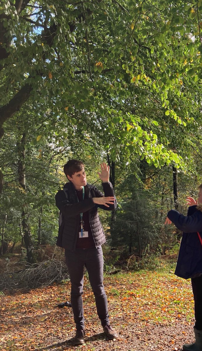 SensoryTrust's tweet photo. Can you visit the woods this week? Exeter @DeafAcademy felt the benefits of the woods @ForestryEngland Haldon Forest. Breathing in those phytoncides improves mental and physical health! And learning some new #BSL signs for trees #LanguageofNature @HeritageFundUK https://t.co/iv5D6rGHhk