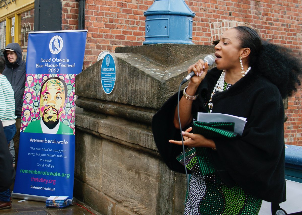 RememberOluwale's tweet photo. Has #LeedsBridge and #RiverAire heard steel pan before? Melvin & Emmanuel #CaribbeanBreeze along with @abigailmashall @ianduhig @luczyajmmoore re-installing the #BluePlaqueForDavidOluwale @LeedsCivicTrust @The_Tetley https://t.co/LufoXdaxxN