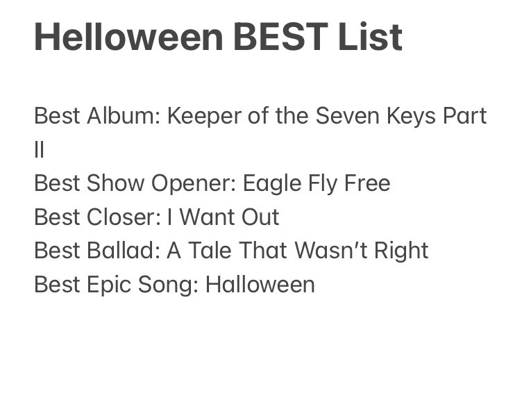 marugen17's tweet photo. <Helloween BEST List>

I’ve been forgetting to post this😂 These are what we have decided so far🤘😎🤘 Thank you all!! I truly appreciate every vote, comment, and retweet🙇‍♂️🙏

#Helloween #BestList https://t.co/wEL5tEvqQz