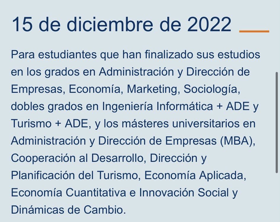 faatibr's tweet photo. ¡Hola!
Estamos buscando a gente que se gradúe el día 15 de diciembre en la UA( de estos estudios👇). 
🙏Porfi difundid🙏 https://t.co/FcyejSTDb7
