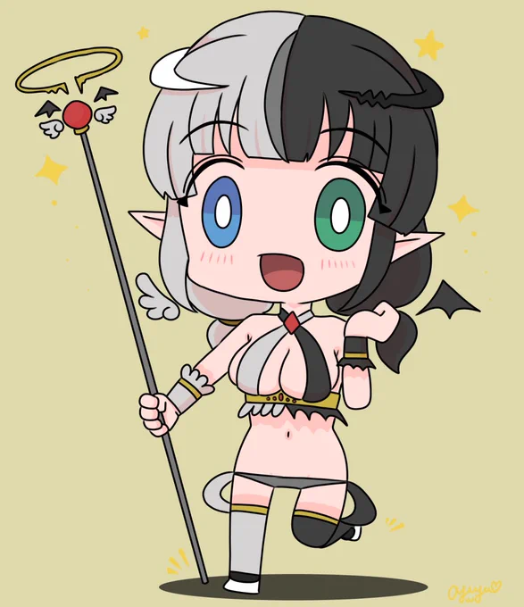 代理ちゃんデフォルメのすがたと3面図を描きましたふぁんあーと描いて貰えたらめっちゃ喜びますうちよそも募集してますので是非! #えであーと 