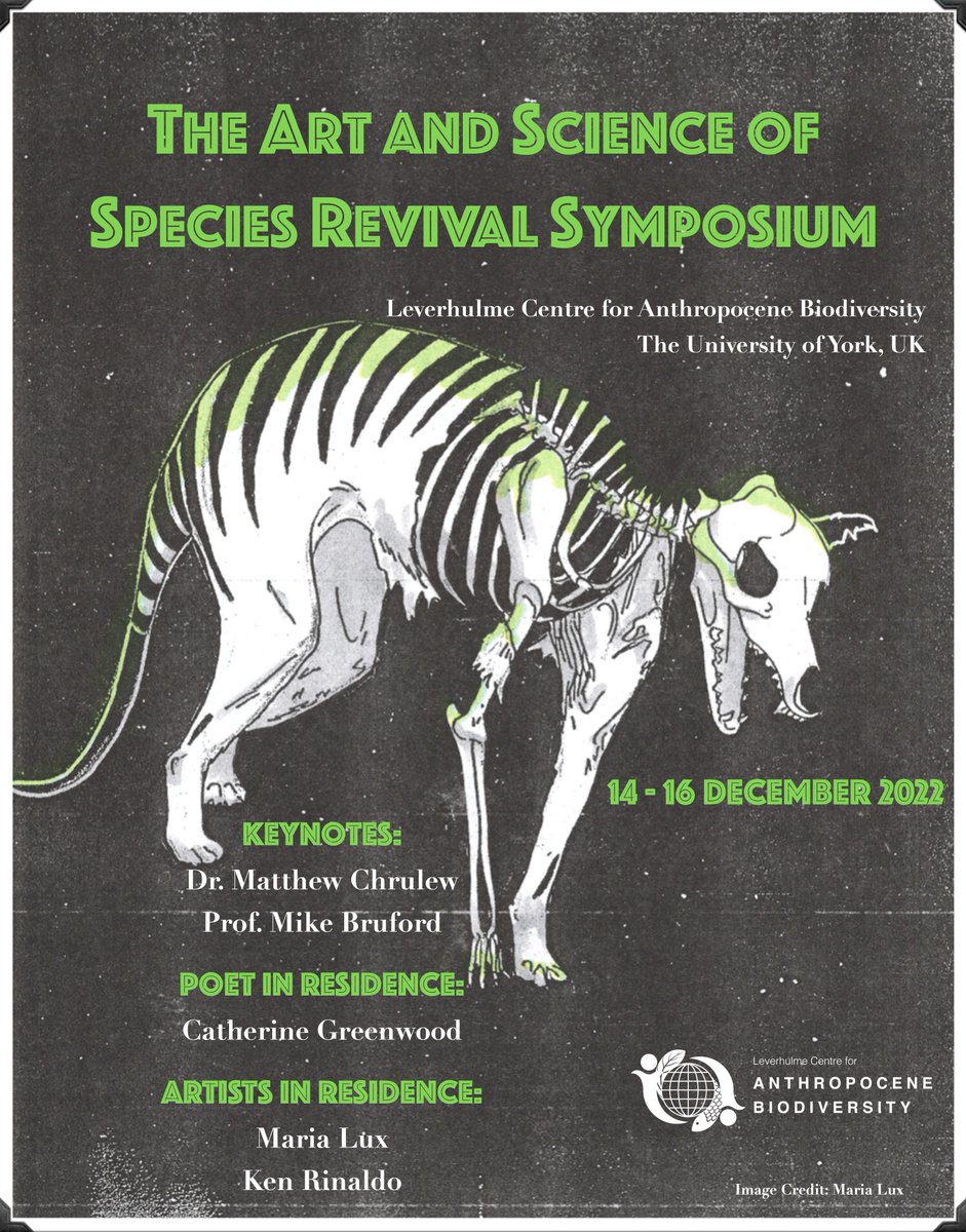 Peter Sands (@petersands1) on Twitter photo Just over a week left to get your abstracts to me and <a href="/sarahbezan/">Sarah Bezan</a> for The Art and Science of Species Revival! Featuring keynotes from <a href="/negentropist/">Matthew Chrulew</a> and <a href="/MikeBruford/">Mike Bruford</a> and work from Poet in Residence Catherine Greenwood and Artists in Residence Maria Lux and @naturalrobots 🧬 Just over a week left to get your abstracts to me and <a href="/sarahbezan/">Sarah Bezan</a> for The Art and Science of Species Revival! Featuring keynotes from <a href="/negentropist/">Matthew Chrulew</a> and <a href="/MikeBruford/">Mike Bruford</a> and work from Poet in Residence Catherine Greenwood and Artists in Residence Maria Lux and @naturalrobots 🧬