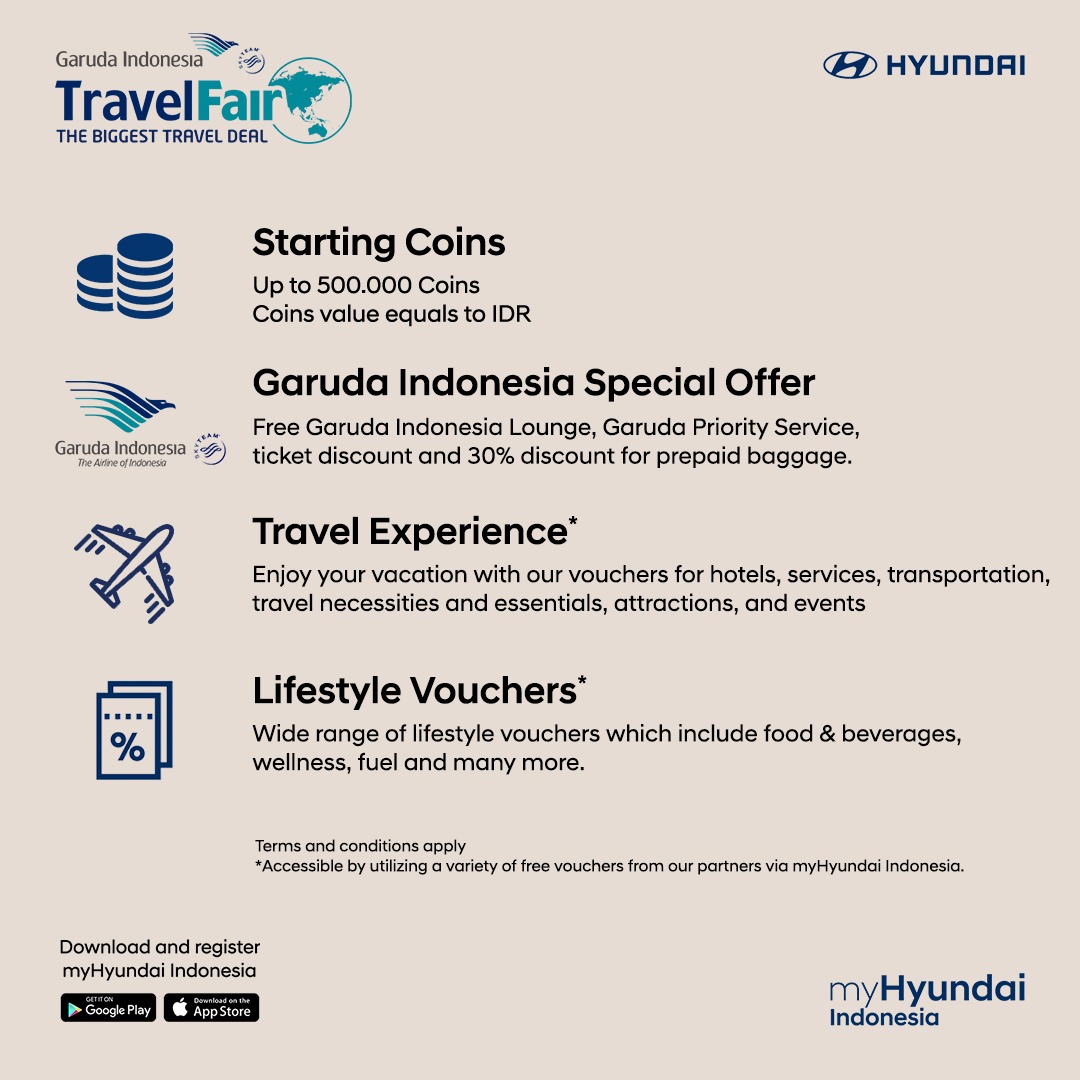 chrisseptiani's tweet photo. Nih gaes yg mau dapatkan tiket masuk GRATIS Garuda Indonesia Travel Fair 2022, yuk ikuti caranya berikut ini:
1. Download myHyundai Indonesia di Google Play Store atau App Store https://t.co/HnsK2suN1V  
2. Sign Up myHyundai Indonesia
3.Masukkan kode promo: MYHYUNDAIGATF22 (1/2) https://t.co/dioIClQ6J4